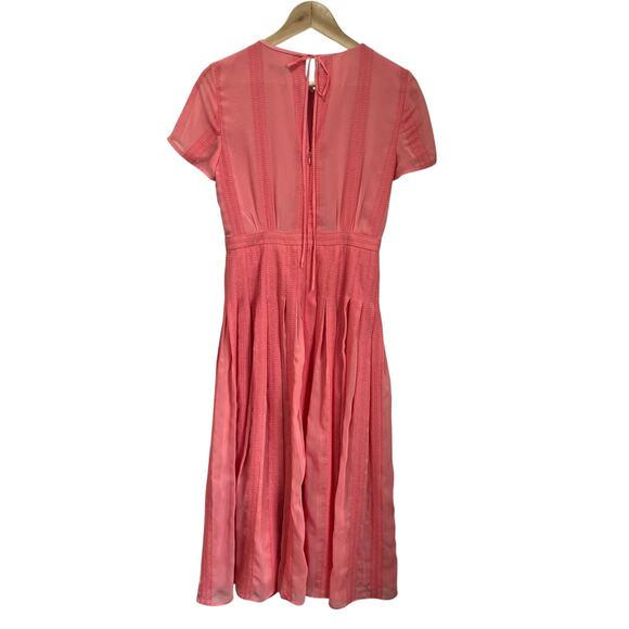 J Crew Embroidered Chiffon Midi Dress Peach Pink Romantic Size 0 - Picture 3 of 8